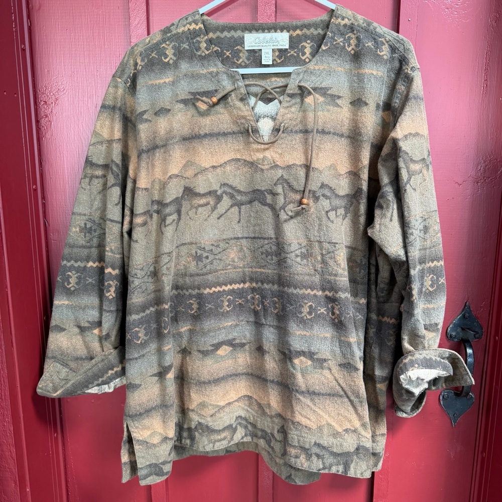 Western Horse Aztec Flannel! Vintage! Like NEW! 🐎 💥 - Picture 1 of 10
